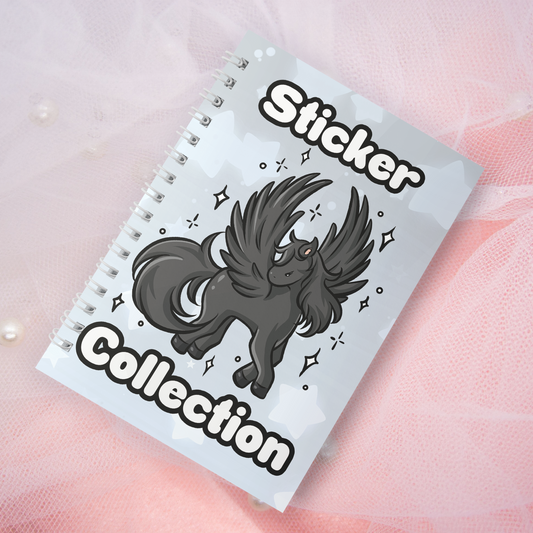 Wiederverwendbares Stickerbuch inkl. 2 zufällige Sticker | A5 | 32 Seiten | Reuseable Stickerbook | Pegasus Dark