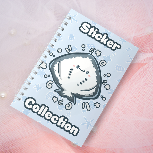 Reusable sticker book including 2 random stickers | A5 | 32 pages | Reuseable sticker book | Kawaii shark in the sea motif