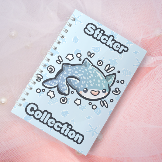 Reusable sticker book including 2 random stickers | A5 | 32 pages | Reuseable sticker book | Kawaii shark in the sea motif