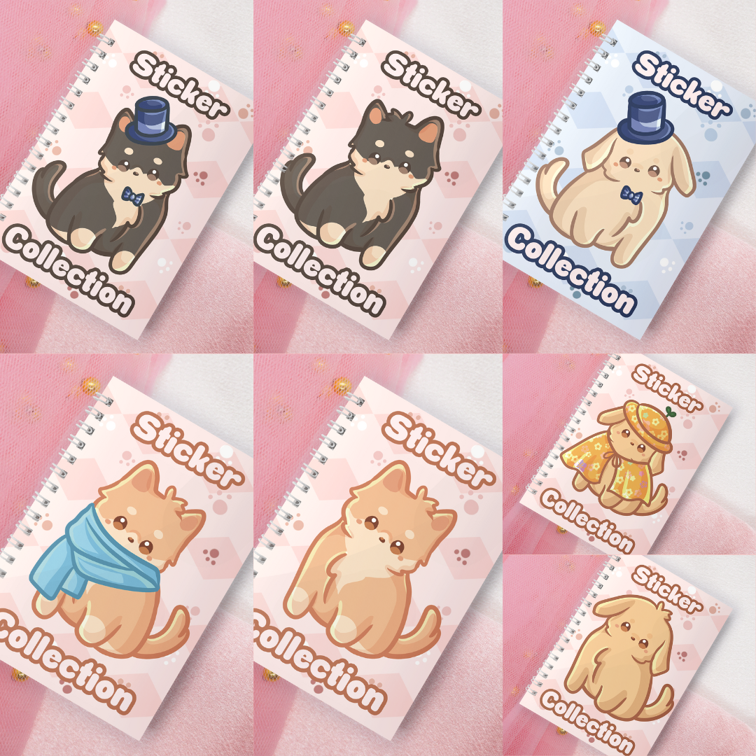 Wiederverwendbares Stickerbuch inkl. 2 zufällige Sticker | A5 | 32 Seiten | Reuseable Stickerbook | Kawaii Dogs Golden Retriever Corgies