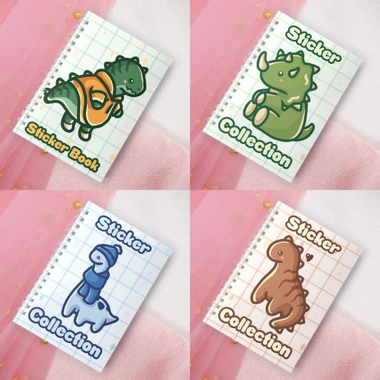 Reusable sticker book incl. 2 random stickers | A5 | 32 pages | Reusable sticker book | Kawaii Dino T-Rex motif