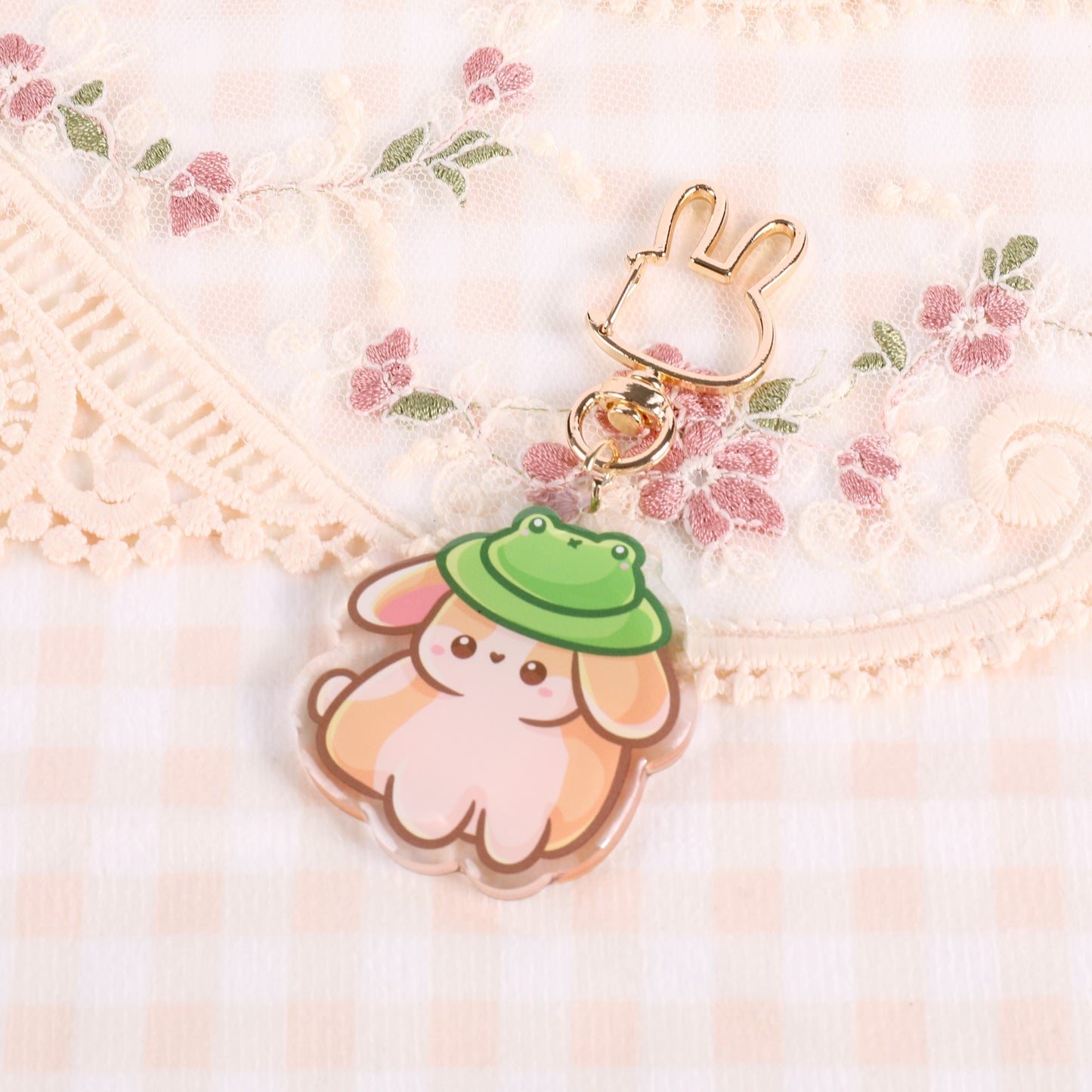 Kawaii Bunny with Hat Keychain