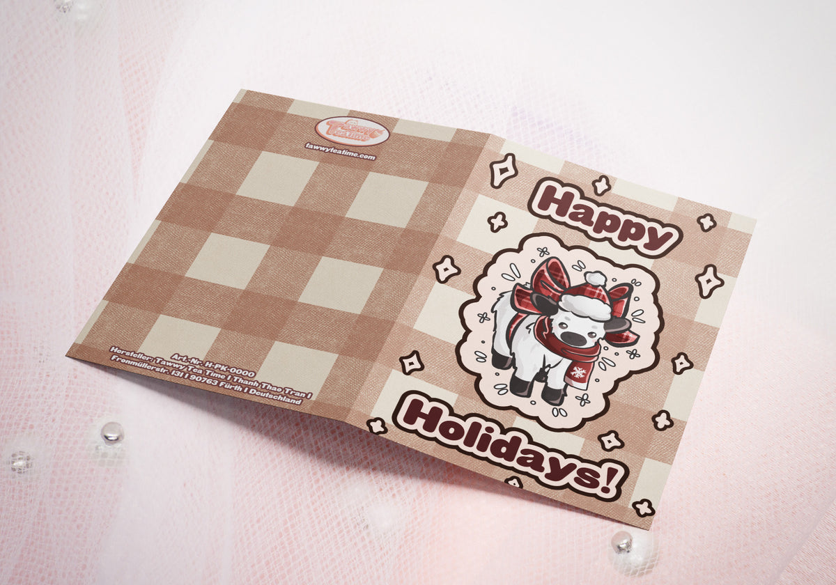 Grußkarte | Weihnachtsgrußkarte | Holiday Greeting Card | 14,5 x 10,3 cm | Kuh