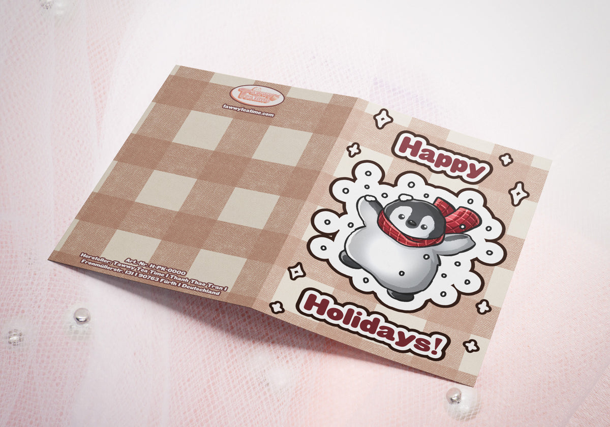 Grußkarte | Weihnachtsgrußkarte | Holiday Greeting Card | 14,5 x 10,3 cm | Pinguin