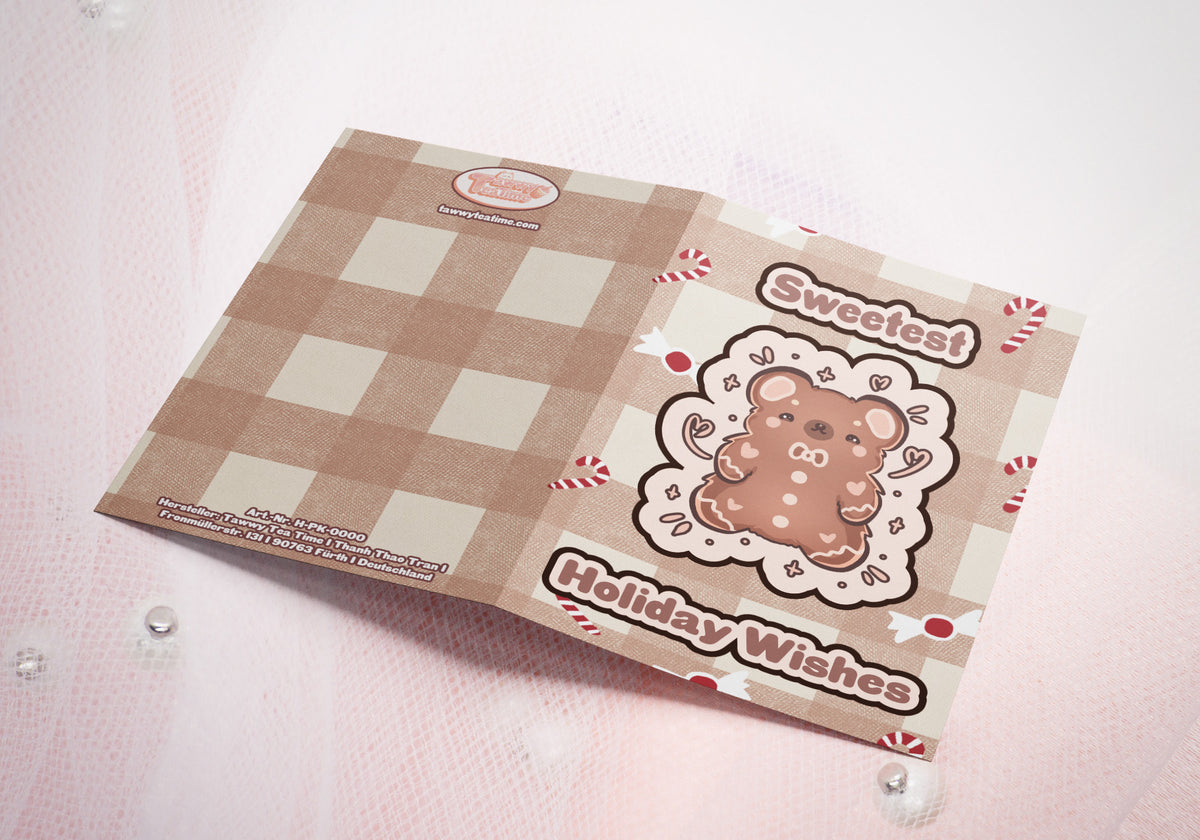 Grußkarte | Weihnachtsgrußkarte | Holiday Greeting Card | 14,5 x 10,3 cm | Lebkuchen Bär
