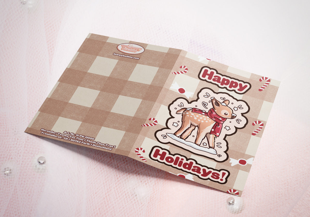 Grußkarte | Weihnachtsgrußkarte | Holiday Greeting Card | 14,5 x 10,3 cm | Reh