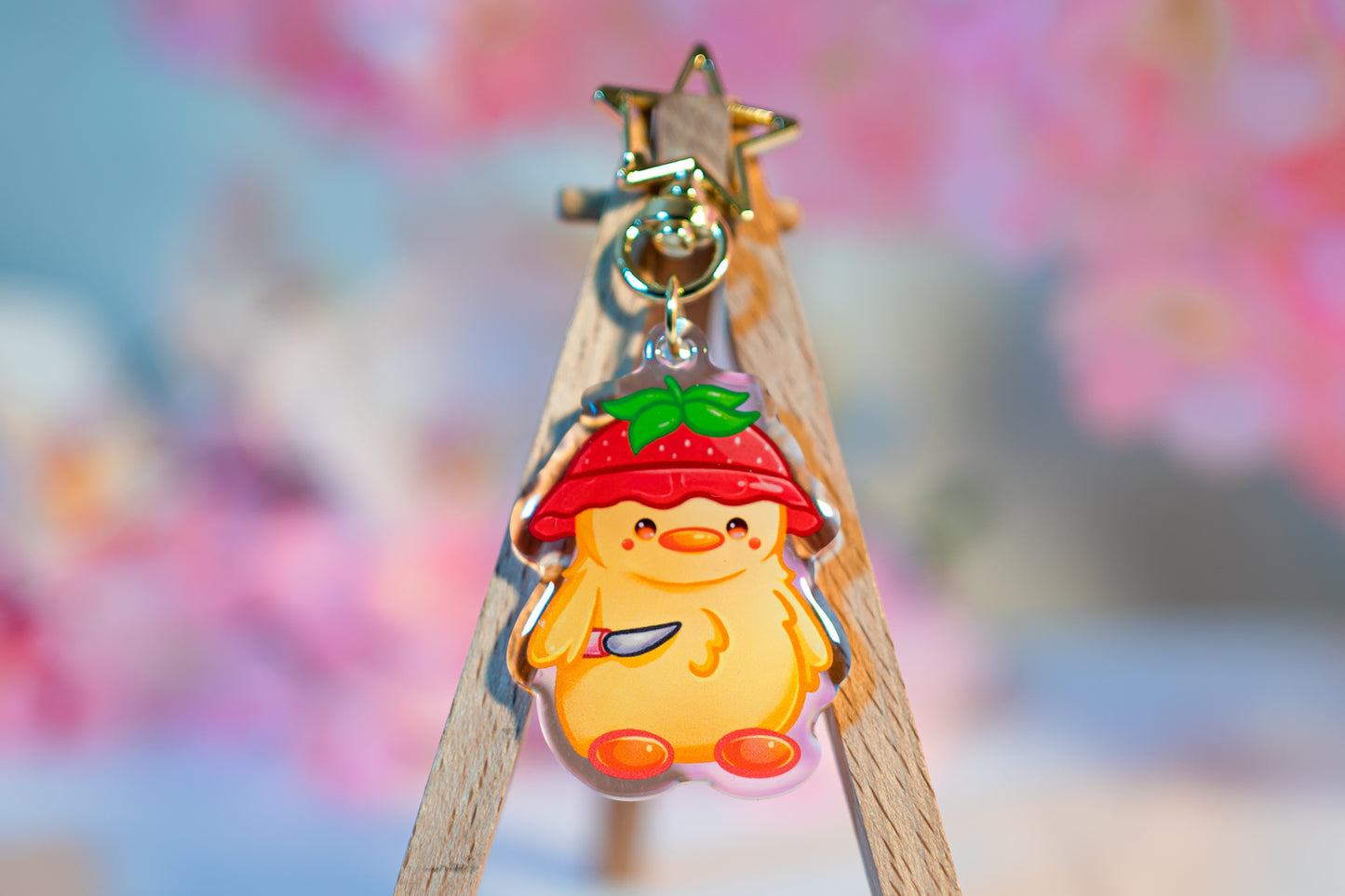 Kawaii Bird Duck Chicken with Knife Keychain