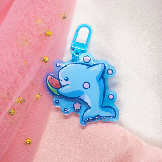 Kawaii Summer Shark with Watermelon Keychain