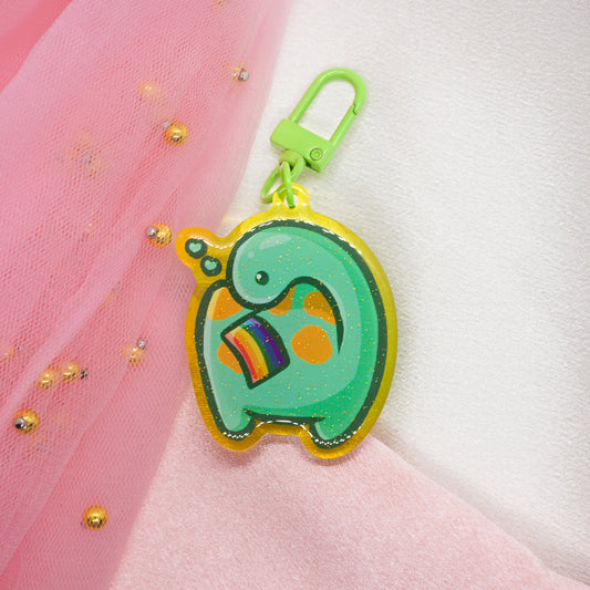 Kawaii Pride Month LGTBQ+ Rainbow Dino Keychain Charm