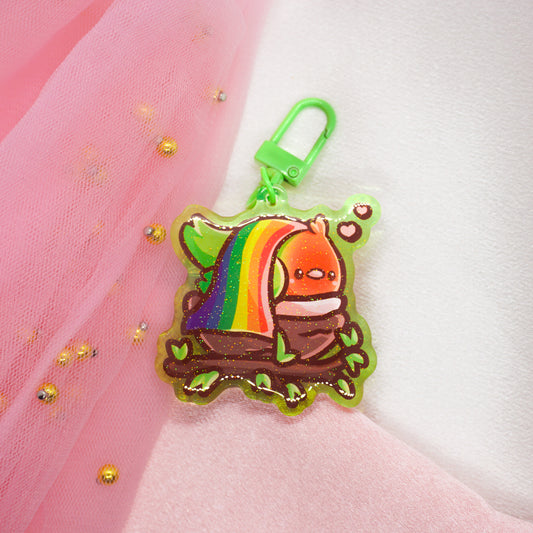 Kawaii Pride Month LGTBQ+ Rainbow Lovebird Schlüsselanhänger Charm