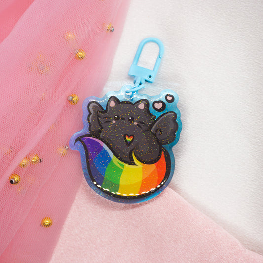 Kawaii Pride Month LGTBQ+ Rainbow Cat Schlüsselanhänger Charm