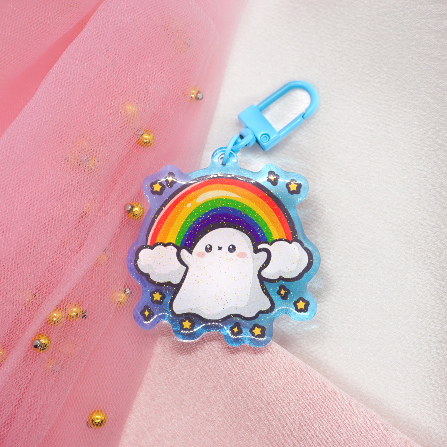 Kawaii Pride Month LGTBQ+ Rainbow Ghost Schlüsselanhänger Charm