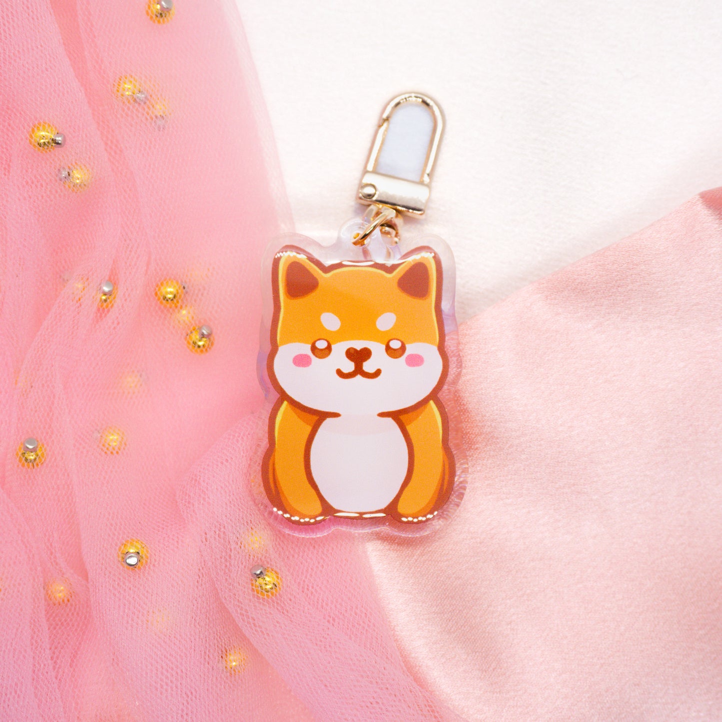 Kawaii Shiba Inu Light Brown and Dark Brown Keychain