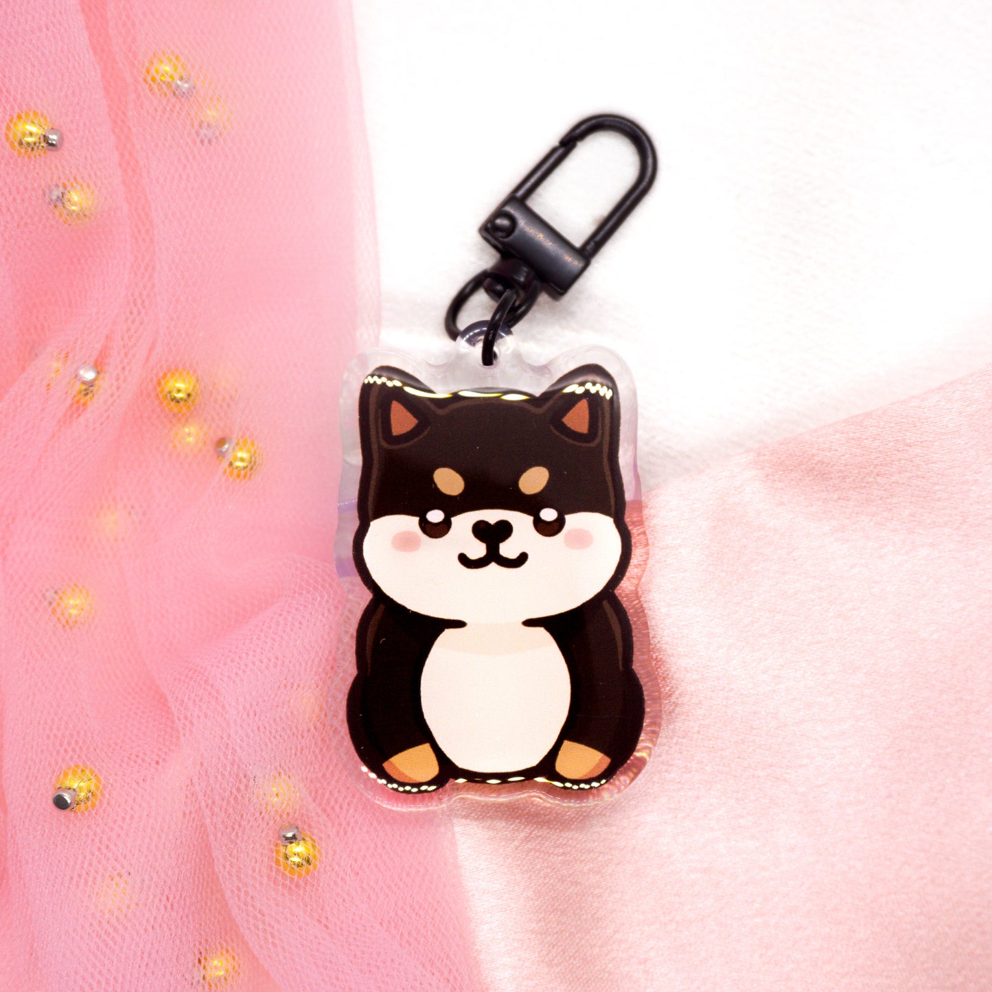 Kawaii Shiba Inu Light Brown and Dark Brown Keychain