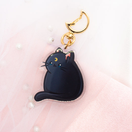 Kawaii Cat Moon Keychain