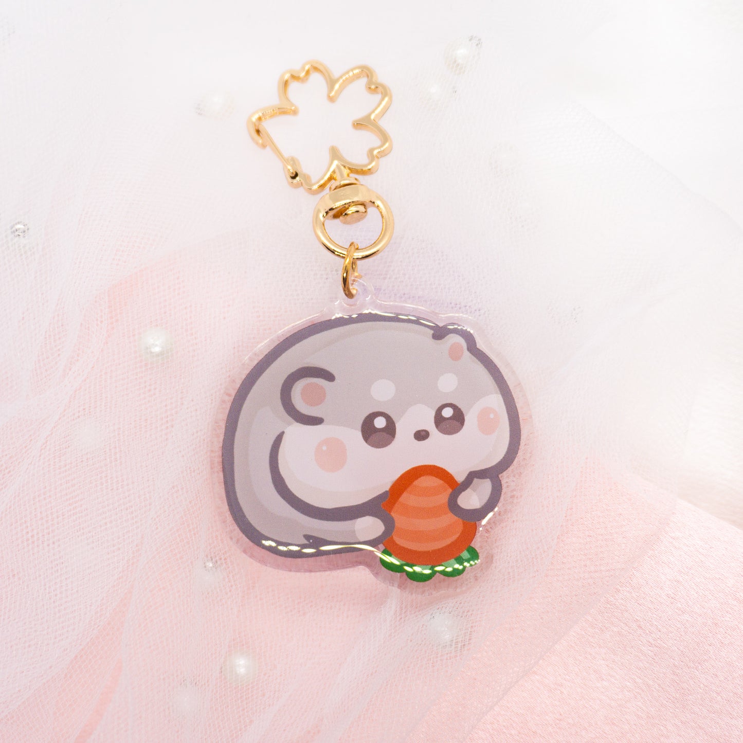 Kawaii hamster with strawberry or carrot keychain