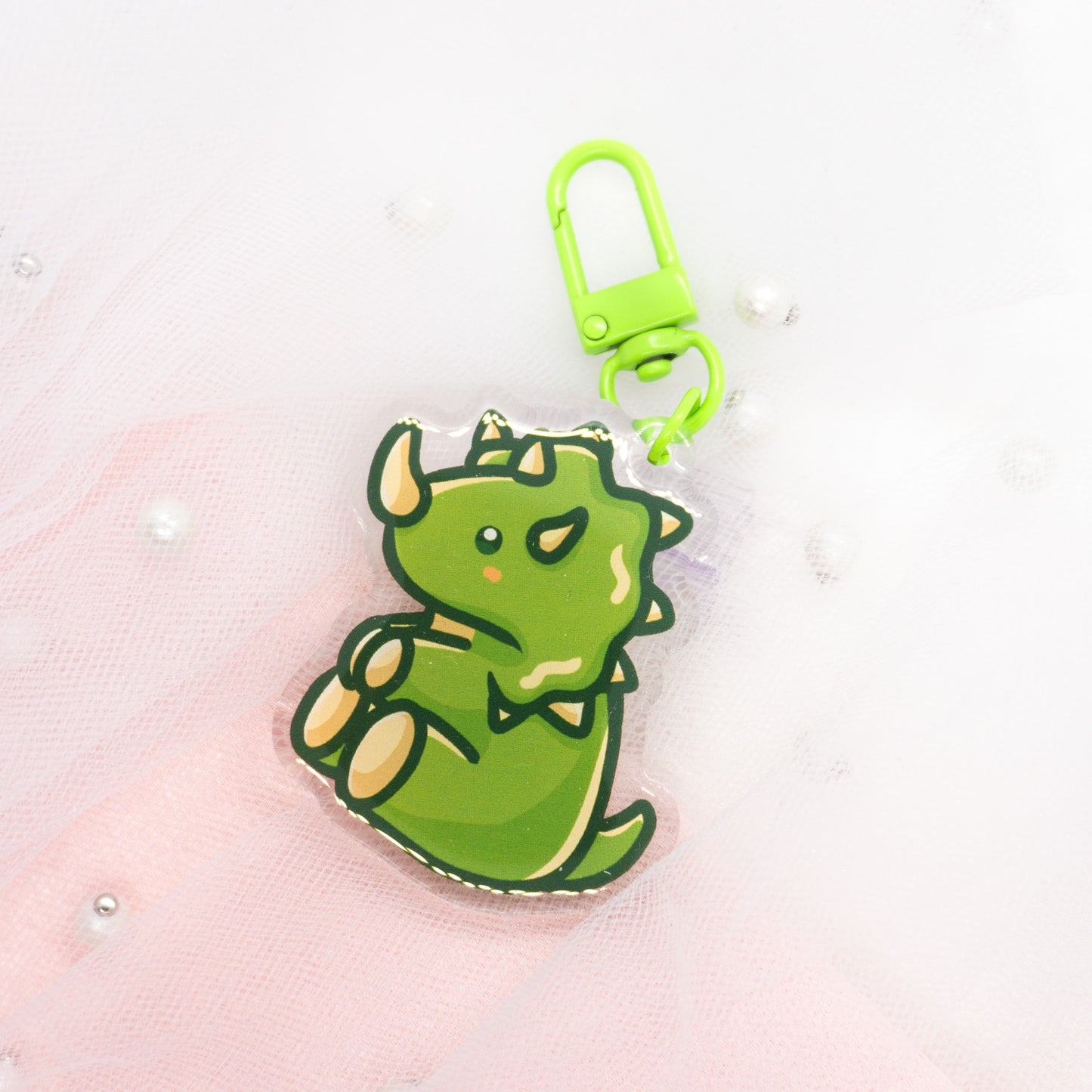 Kawaii Dino Triceratops Keychain