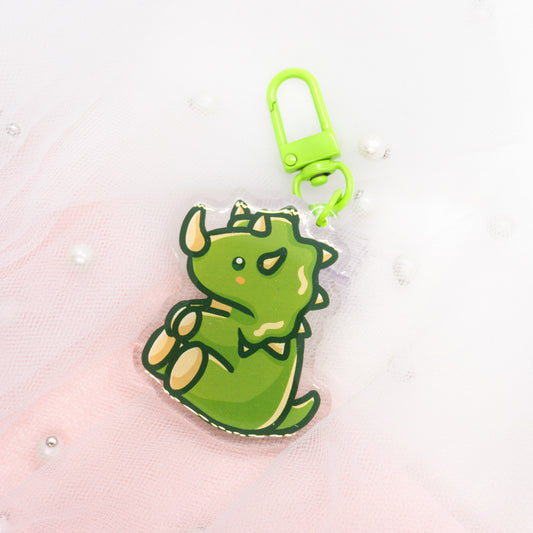 Kawaii Dino Triceratops Keychain