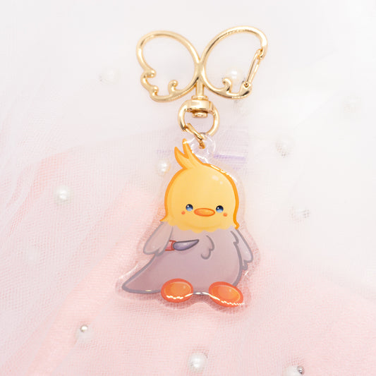 Kawaii Bird Cockatiel with Knife Keychain