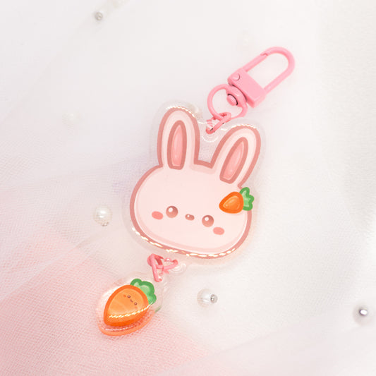 Kawaii Bunny with Carrot - Double Keychain