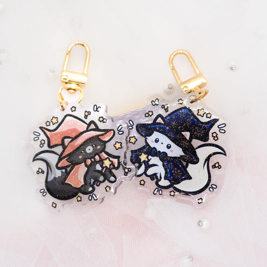 Kawaii Spooky Cuties Wizard Cats Glitzer Schlüsselanhänger Charm