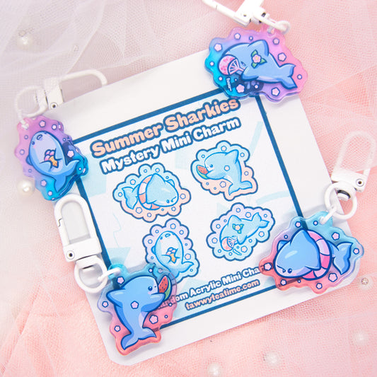 Kawaii Mystery Mini Summer Sharkies Acrylic Schlüsselanhänger Charm