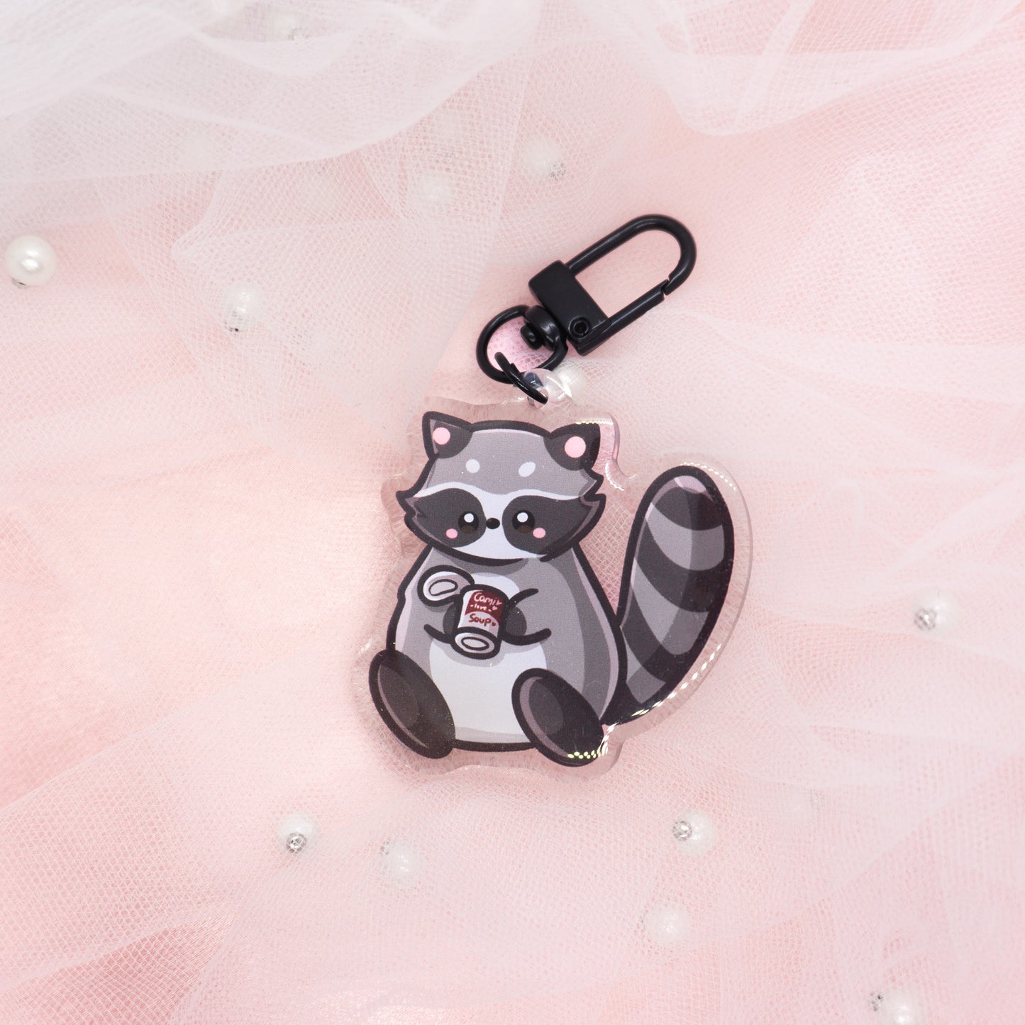 Kawaii raccoon keychain