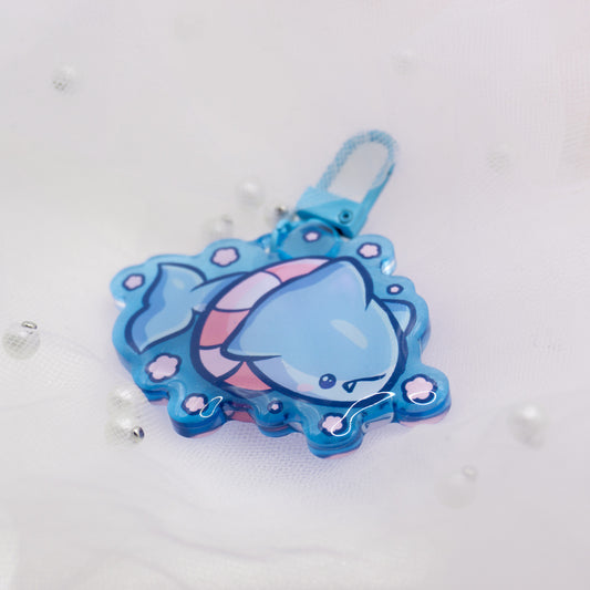 Kawaii summer shark with swimming ring keychain