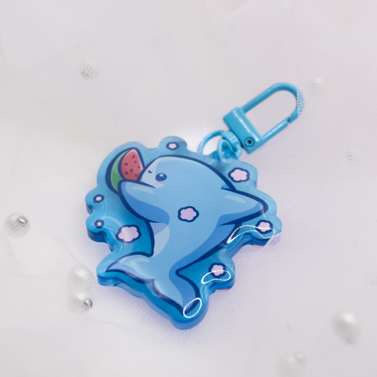 Kawaii Summer Shark with Watermelon Keychain
