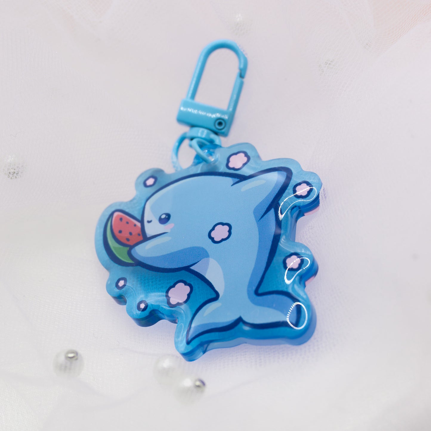 Kawaii Summer Shark with Watermelon Keychain