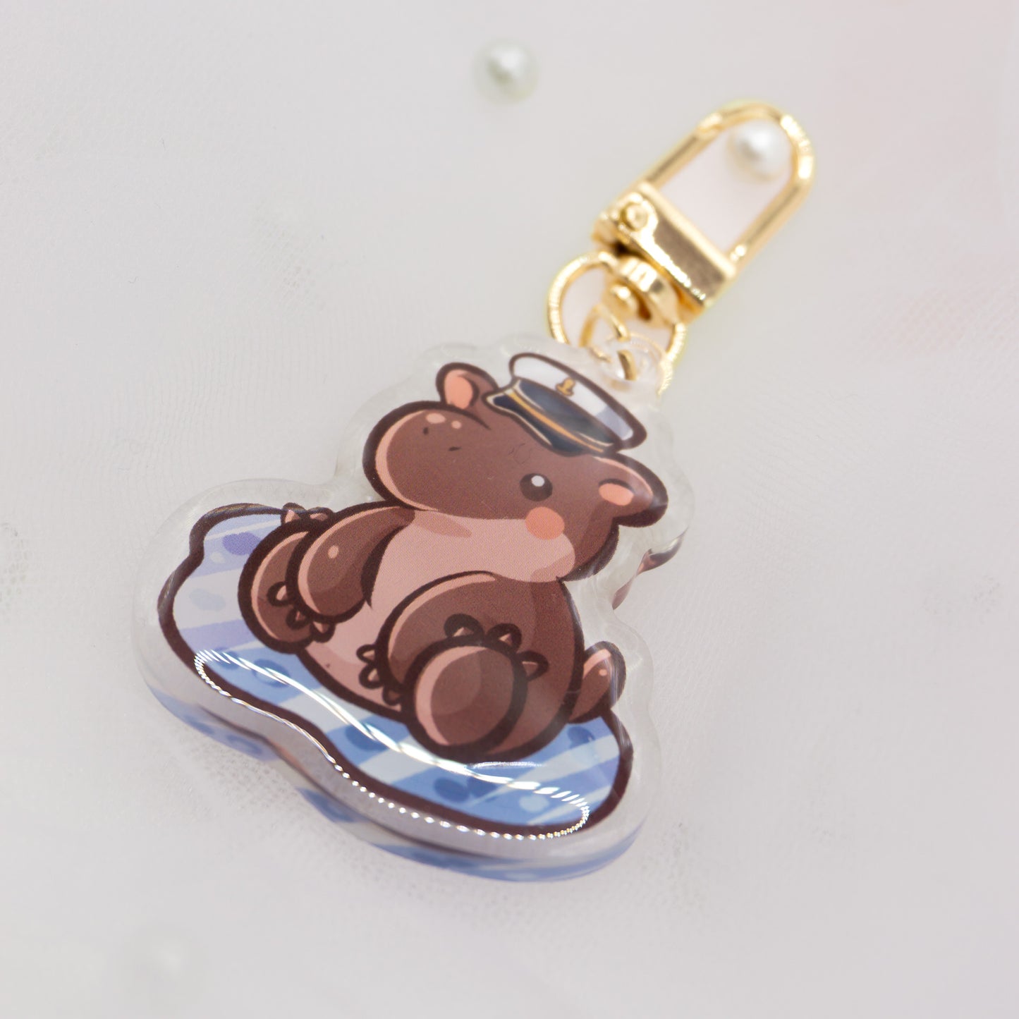 Kawaii Captain Nilpferd Schlüsselanhänger Charm