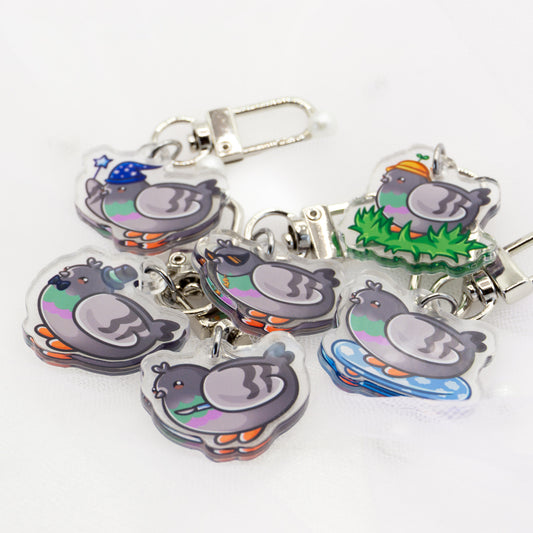 Kawaii Mystery Mini Cool Pigeons Acrylic Keychain Charm