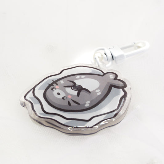 Kawaii Seal with Stone on Ice Keychain