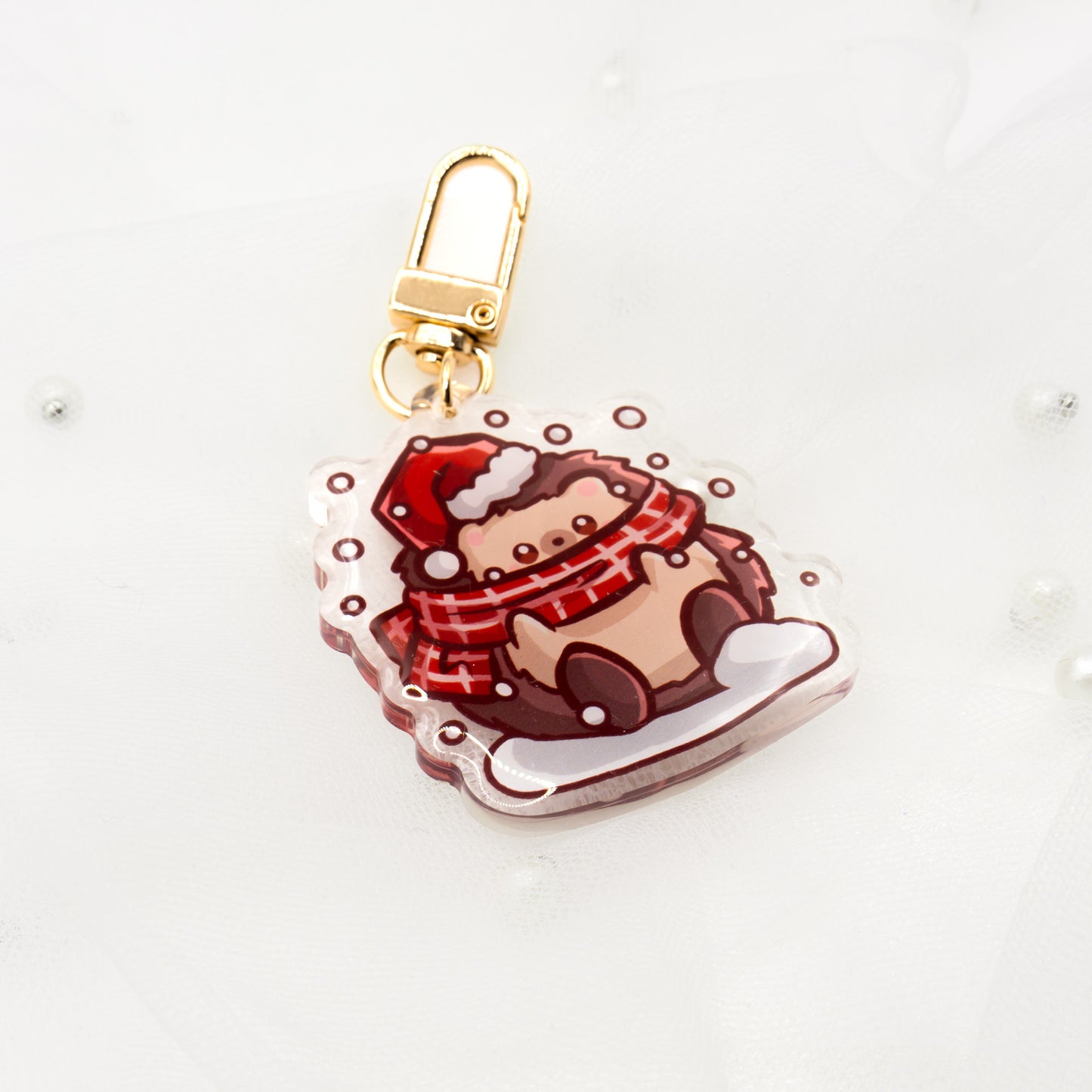 Kawaii Hedgehog Snow Keychain