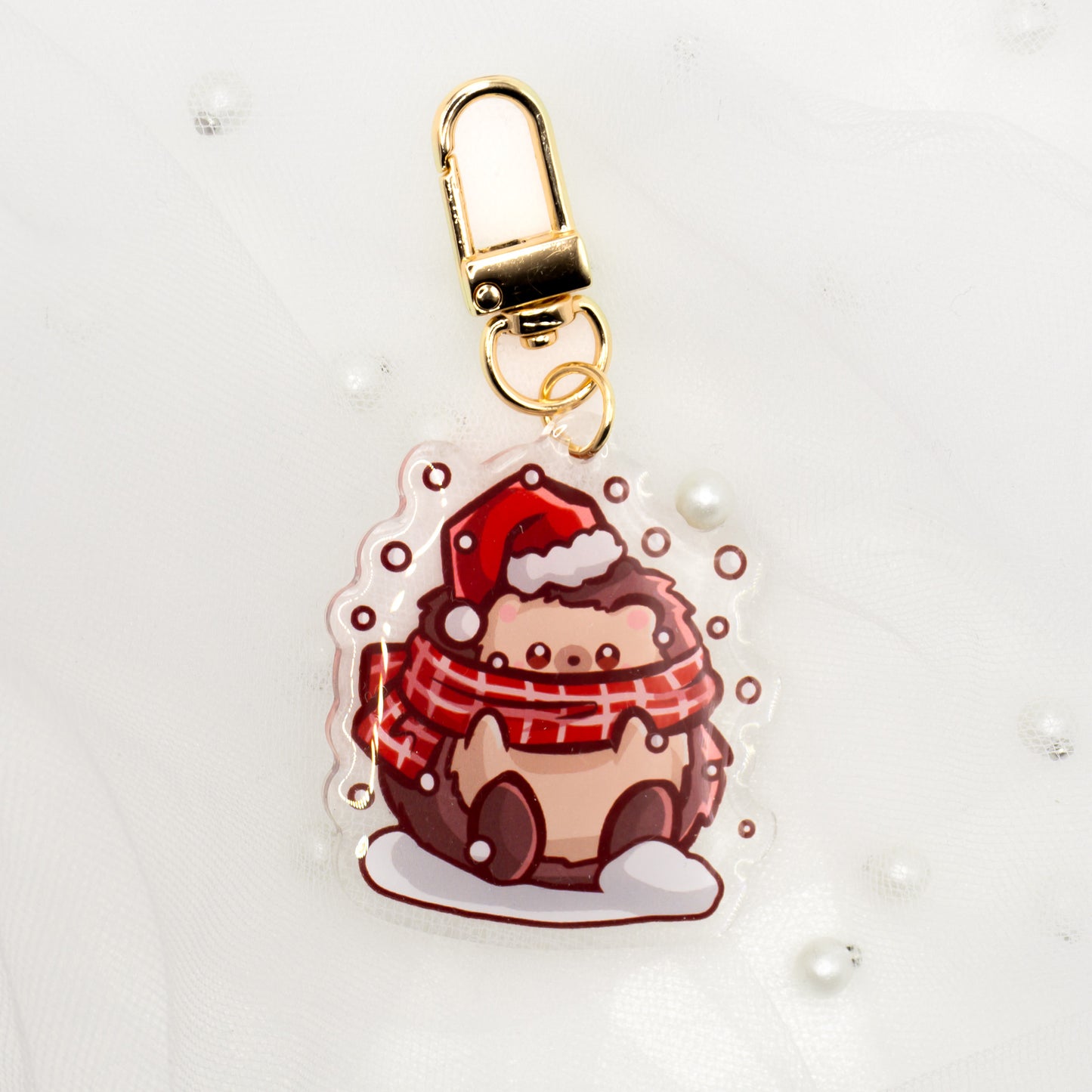 Kawaii Hedgehog Snow Keychain