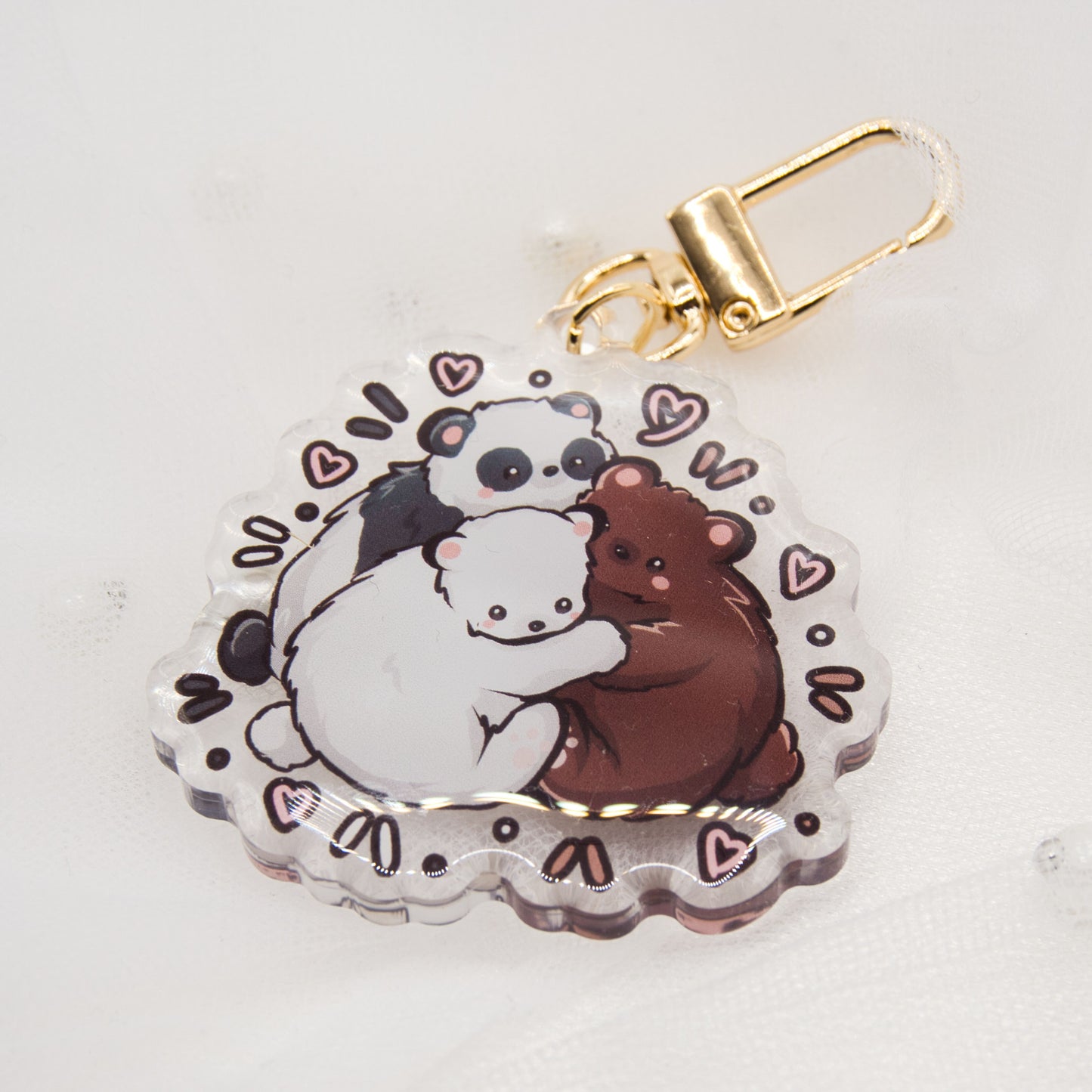 Kawaii panda bear with bamboo keychain