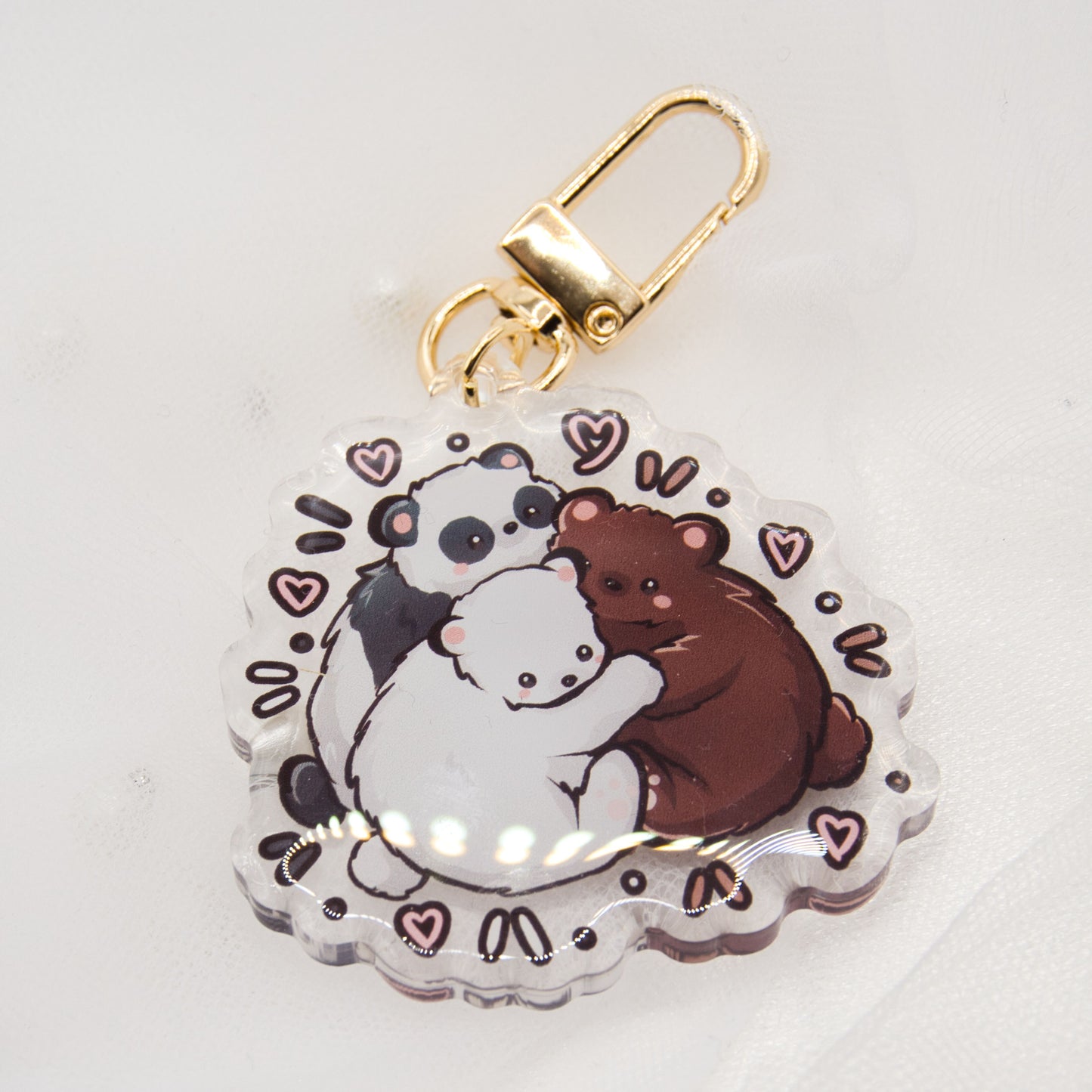 Kawaii panda bear with bamboo keychain