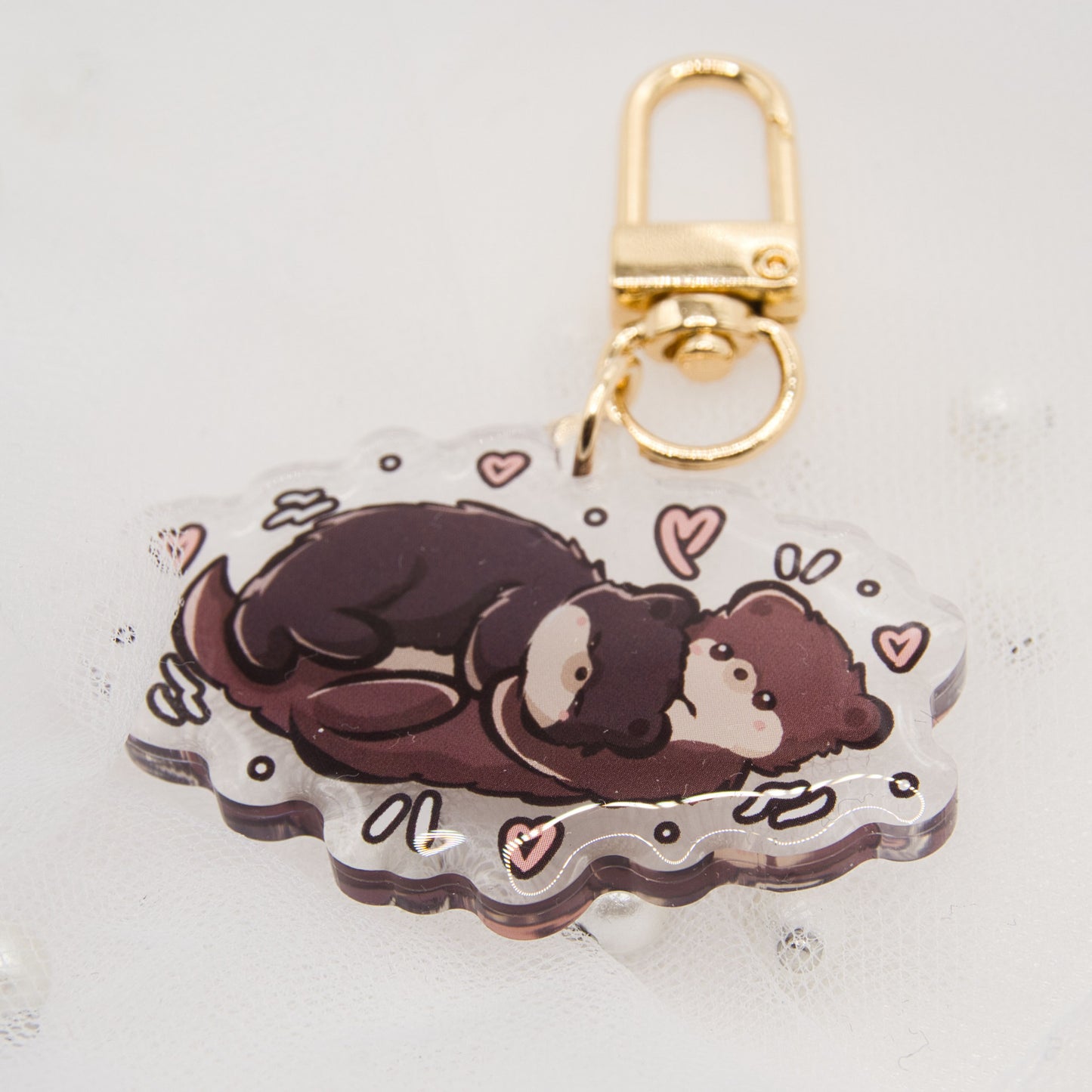 Kawaii Otter with Fish Keychain