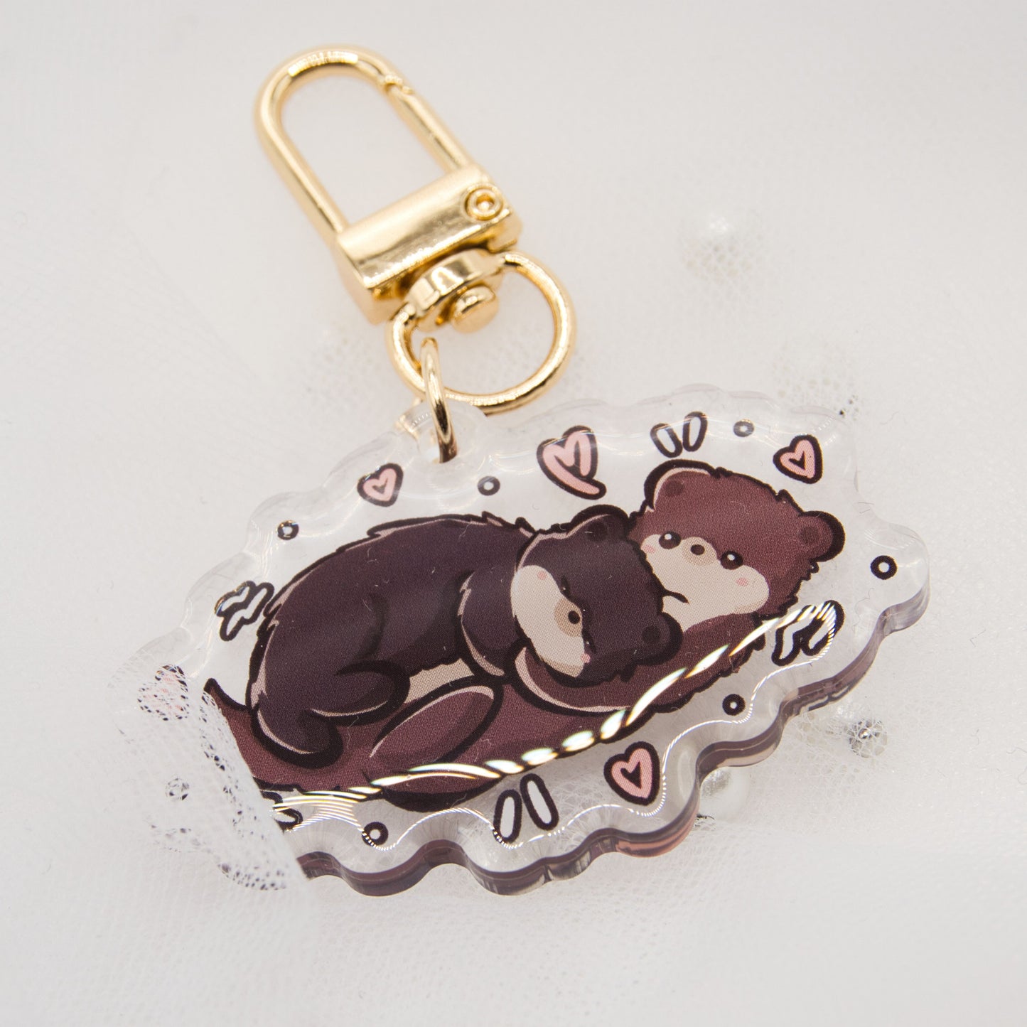Kawaii Otter with Fish Keychain