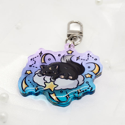 Kawaii Katze auf Wolke Schlüsselanhänger