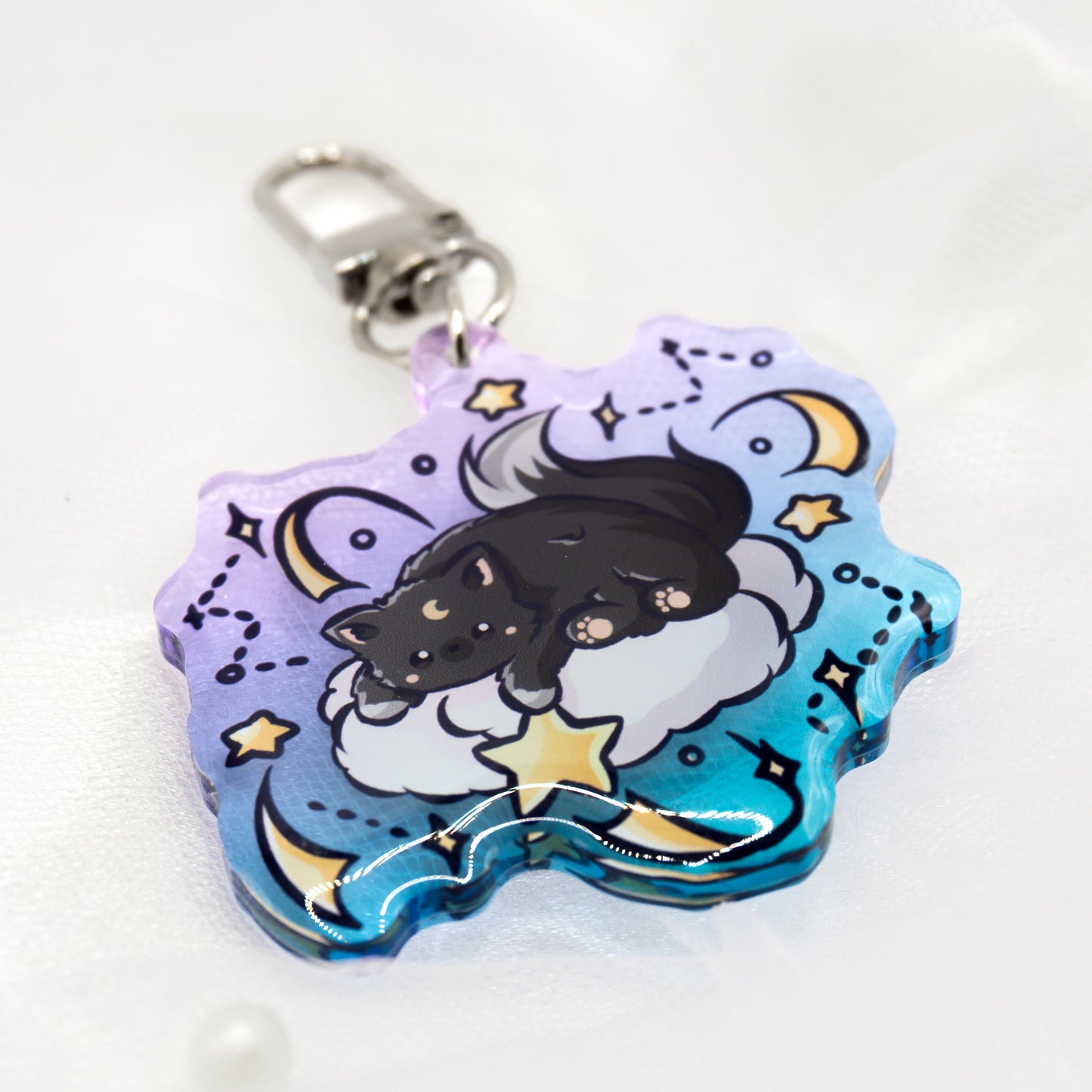 Kawaii Katze auf Wolke Schlüsselanhänger
