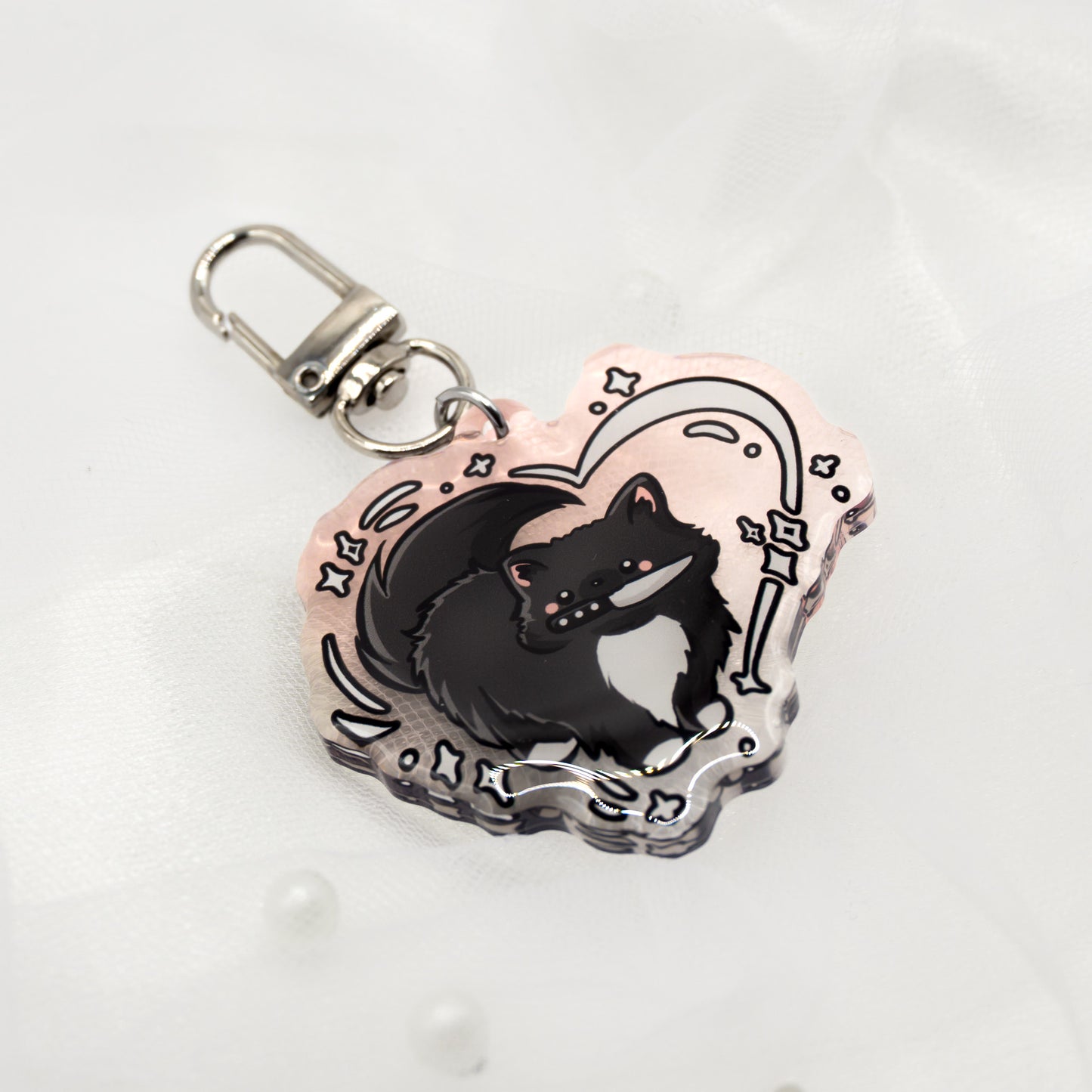 Kawaii Katze mit Messer Schlüsselanhänger