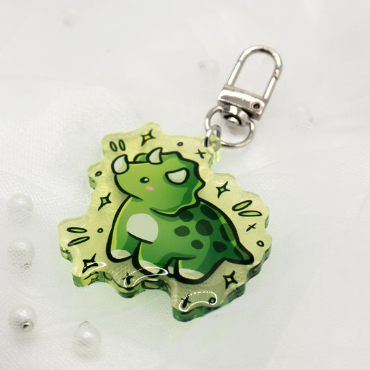Kawaii Dino Triceratops Keychain