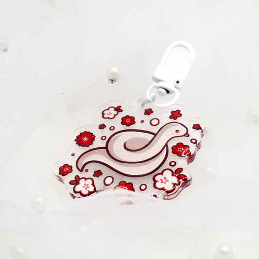 Kawaii white snake keychain