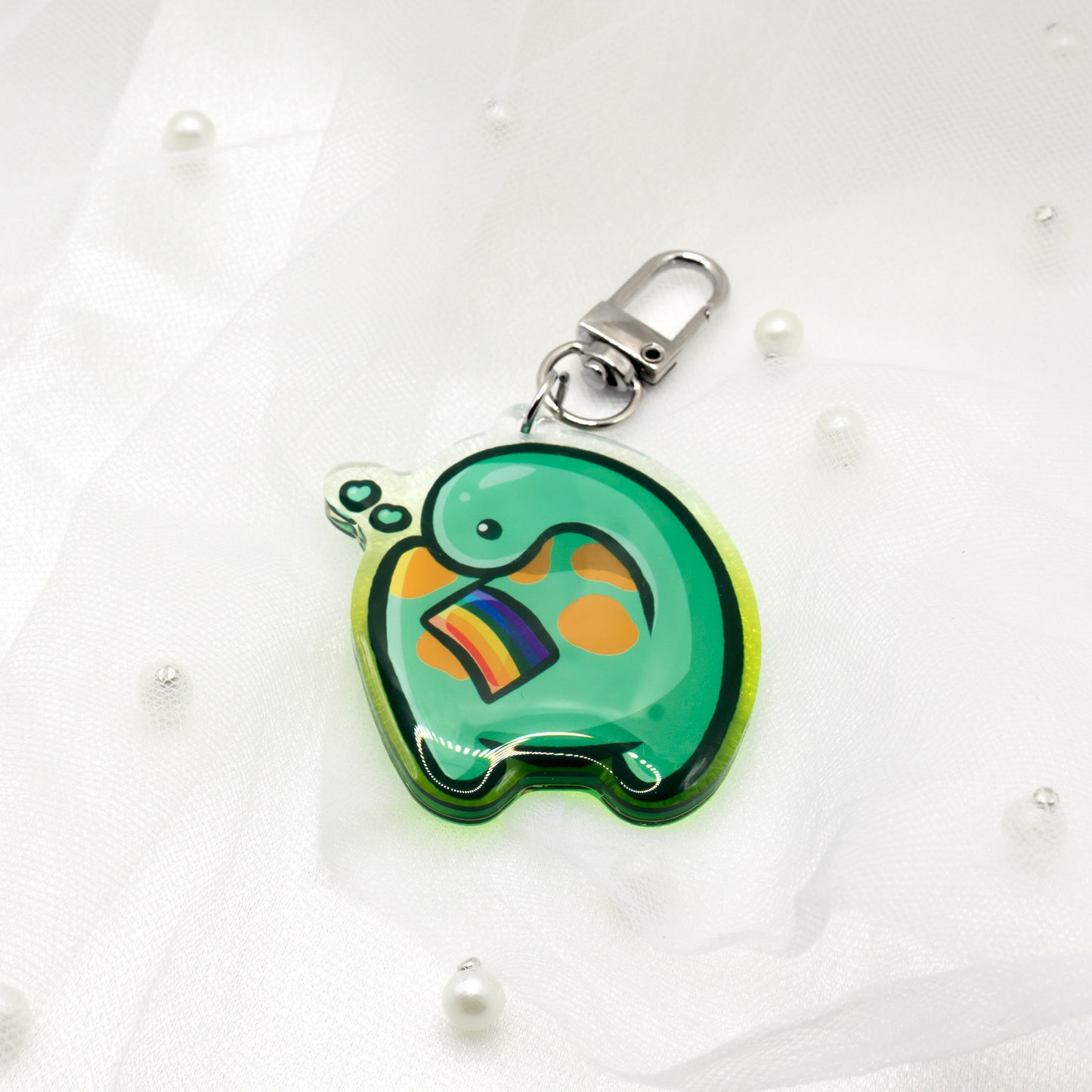 Kawaii Pride Month LGTBQ+ Rainbow Dino Schlüsselanhänger Charm