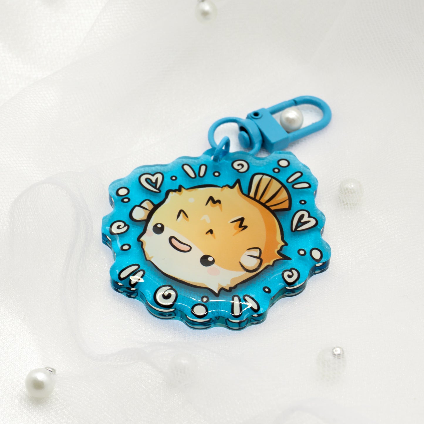 Kawaii Summer Puffer Fish Keychain