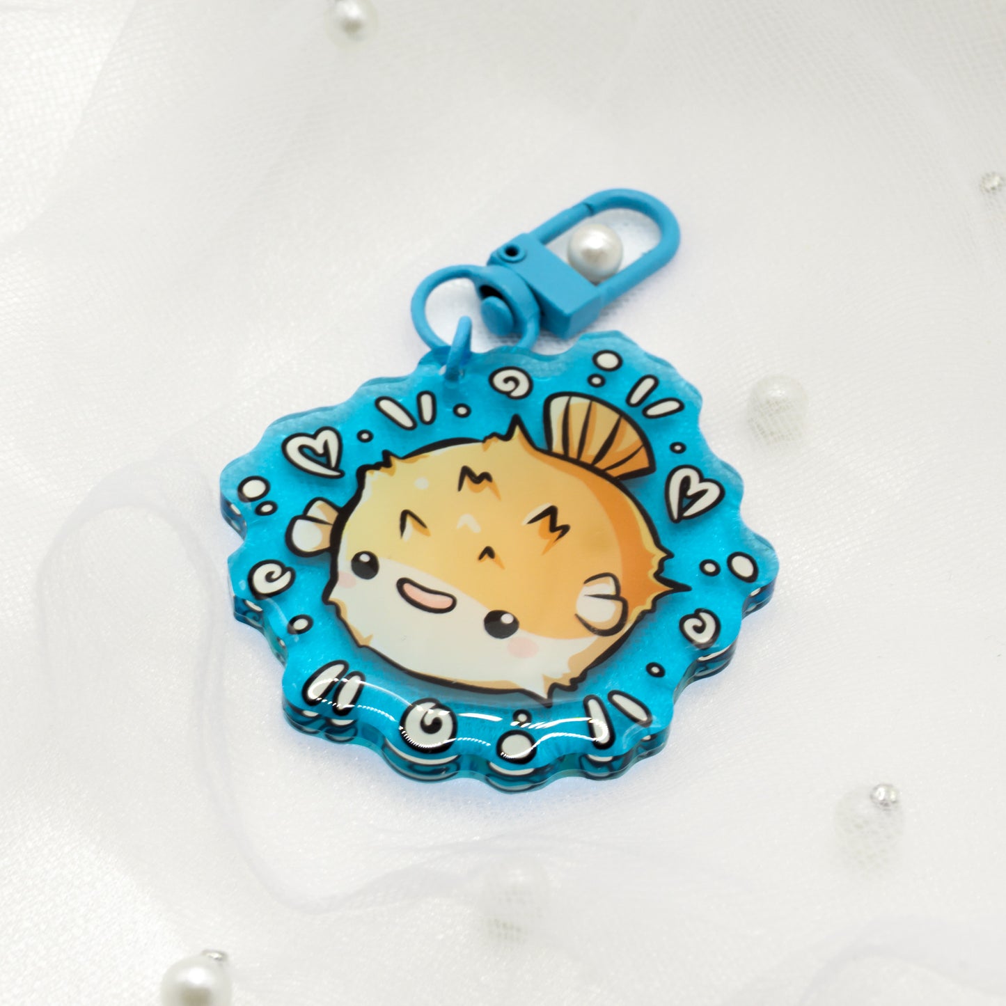Kawaii Summer Puffer Fish Keychain