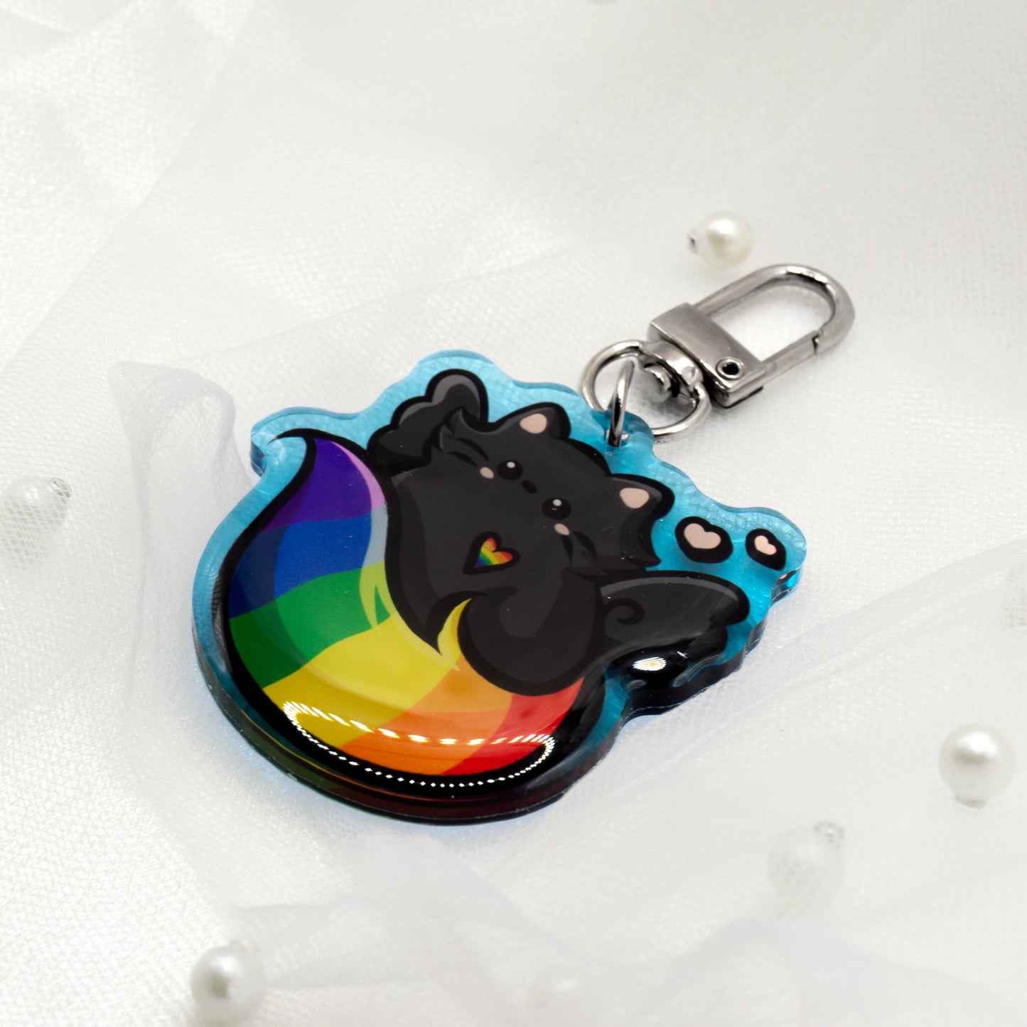 Kawaii Pride Month LGTBQ+ Rainbow Cat Schlüsselanhänger Charm