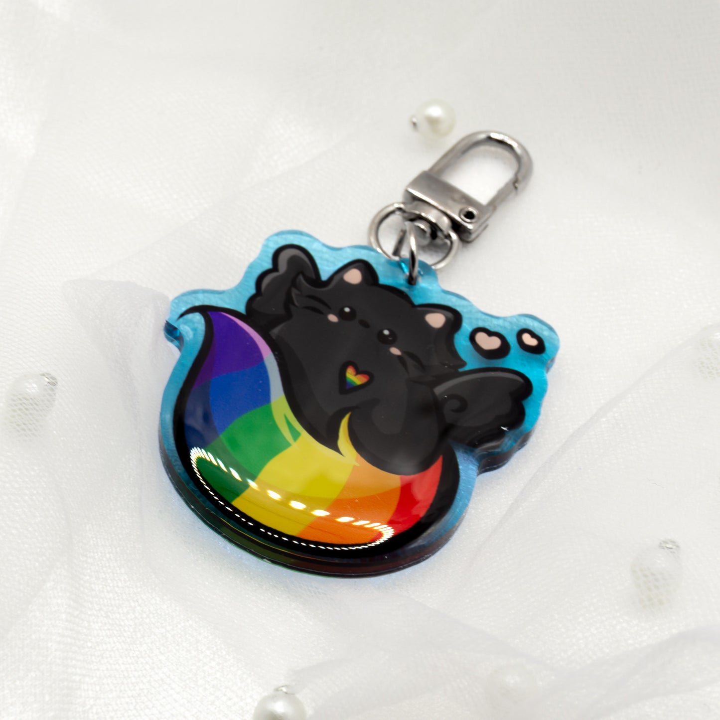 Kawaii Pride Month LGTBQ+ Rainbow Cat Schlüsselanhänger Charm