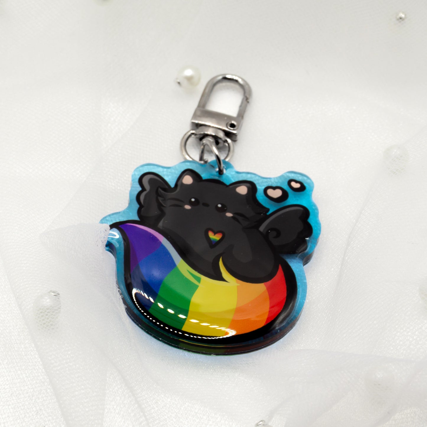 Kawaii Pride Month LGTBQ+ Rainbow Cat Schlüsselanhänger Charm